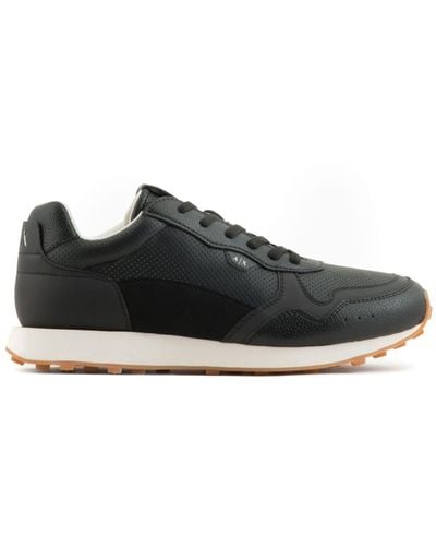 Armani Exchange Perforated Panelled Trainers - Black