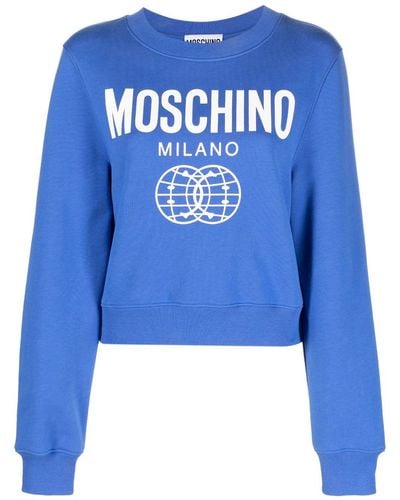 Moschino Sweatshirt mit Logo-Print - Blau
