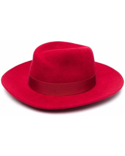 Borsalino Sombrero fedora con detalle de tira - Rojo