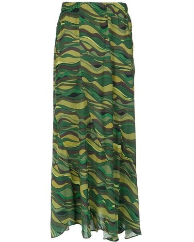 Amir Slama Long printed skirt - Vert