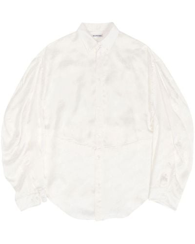 Balenciaga Bb Monogram Twisted-sleeve Shirt - White
