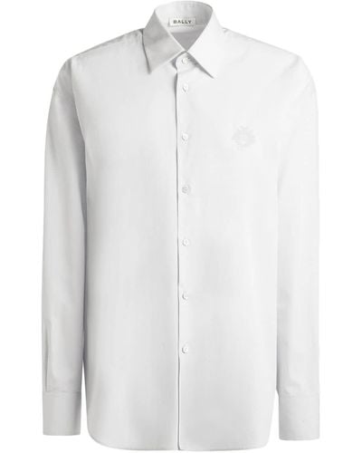 Bally Logo-embroidered Cotton Shirt - White