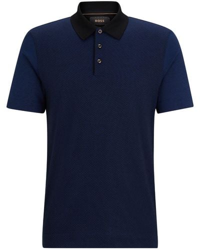 BOSS コントラストカラー ポロシャツ - ブルー