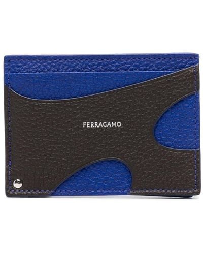 Ferragamo Cut-out-detail Leather Cardholder - Blue