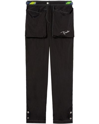 Emilio Pucci Logo-print High-waisted Trousers - Black