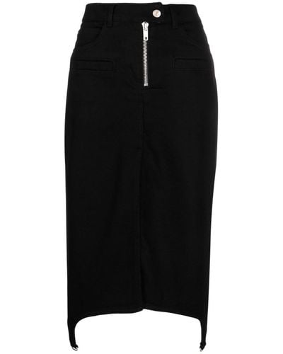 Courreges Asymmetric Zipped Denim Skirt - Black