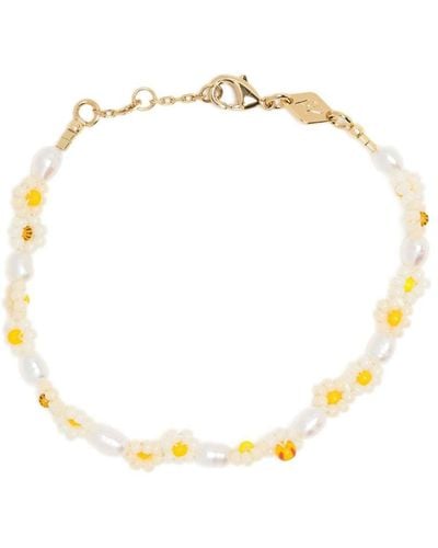 Anni Lu Daisy Flower Pearl Bracelet - Metallic