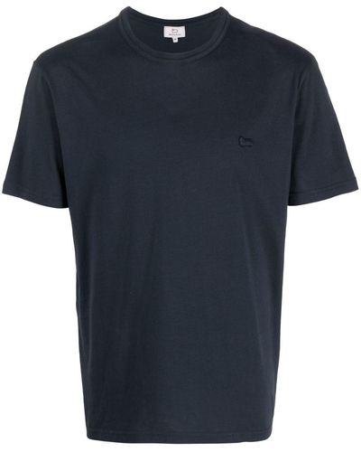 Woolrich T-shirt en coton à patch logo - Bleu
