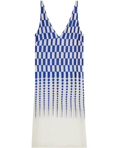 Dries Van Noten Embroidered Sleeveless Midi Dress - Blue