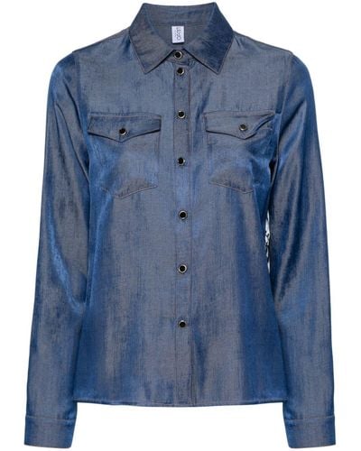 Liu Jo Denim-effect Satin Shirt - Blue