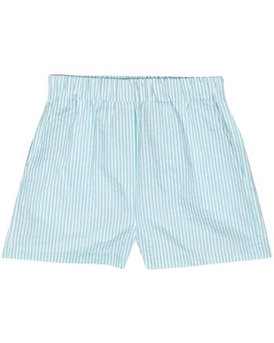 Manuel Ritz Striped Seersucker Shorts - Blue