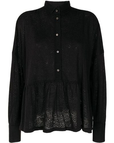 Forme D'expression Gathered-detail Long-sleeved Blouse - Black