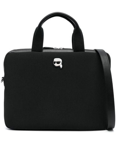 Karl Lagerfeld Ikonik Appliqué-detail Laptop Bag - Black