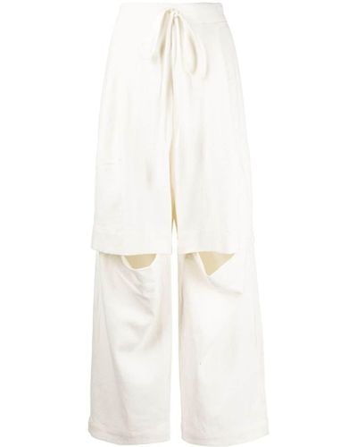 Lauren Manoogian Textured Split Linen-cotton Track Trousers - White
