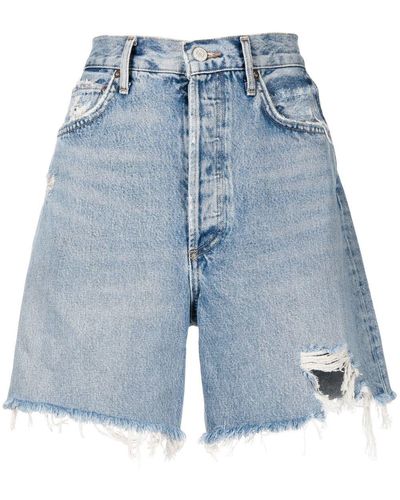 Agolde Shorts denim Stella a vita alta - Blu