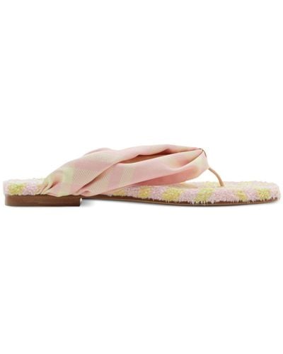 Burberry Check Open-toe Flat Sandals - Pink