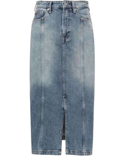 Tommy Hilfiger Logo-embroidered Denim Skirt - Blue