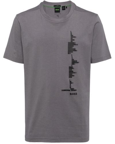 BOSS T-Shirt mit grafischem Print - Grau