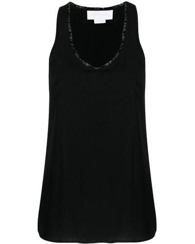 Genny Fringe-detail Vest Top - Black