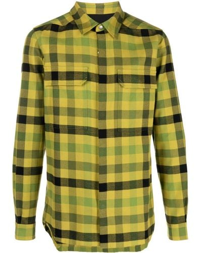 Rick Owens Check-pattern Cotton Shirt - Green