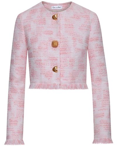 Oscar de la Renta Textured Tweed Jacket - Pink