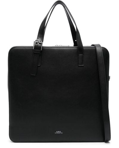 A.P.C. Logo-Stamp Laptop Bag - Black