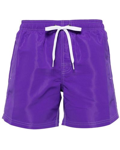 Sundek Stripe-detail Swim Shorts - Purple