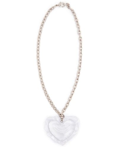 Nina Ricci Cushion Heart Pendant Necklace - White