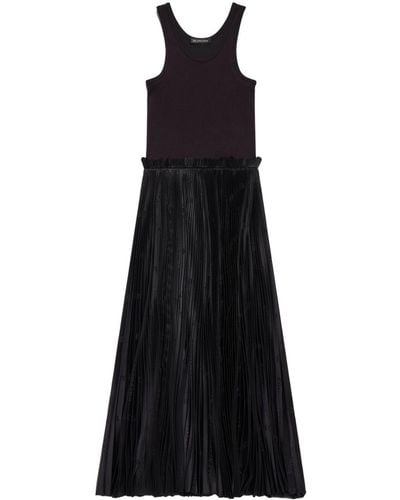 Balenciaga Scoop-neck Pleated Midi Dress - Black