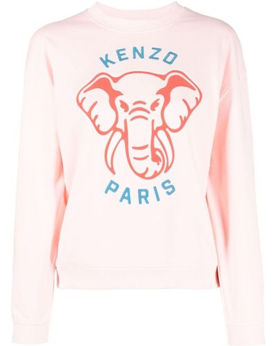 KENZO Logo-print Cotton Sweatshirt - Pink