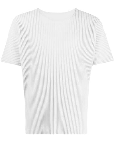 Homme Plissé Issey Miyake Plissiertes Mc May T-Shirt - Weiß