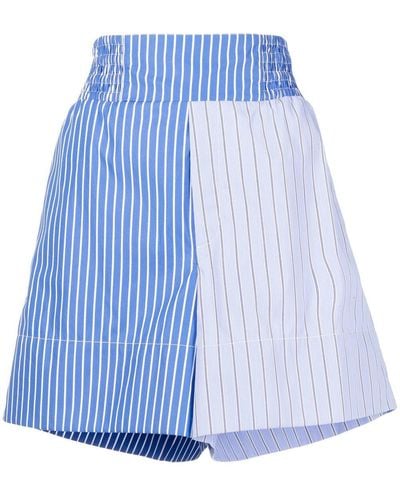 Colville Two-tone Striped Cotton Shorts - Blue
