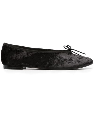 Repetto Crushed Velvet Ballerina Shoes - Black