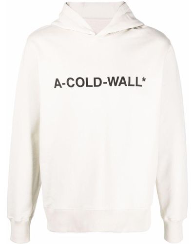 A_COLD_WALL* Logo-print Hooded Sweat Top - White