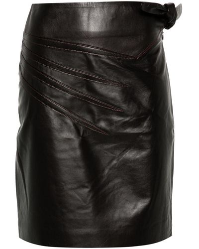 Remain Cutline Leather Mini Skirt - Black