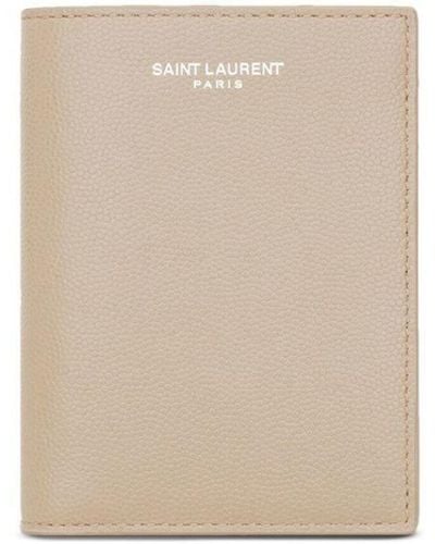 Saint Laurent Portefeuille pliant en cuir grainé - Blanc