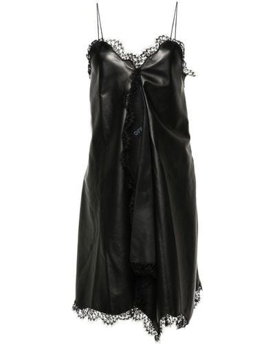 Off-White c/o Virgil Abloh Lace-trim Leather Dress - Black