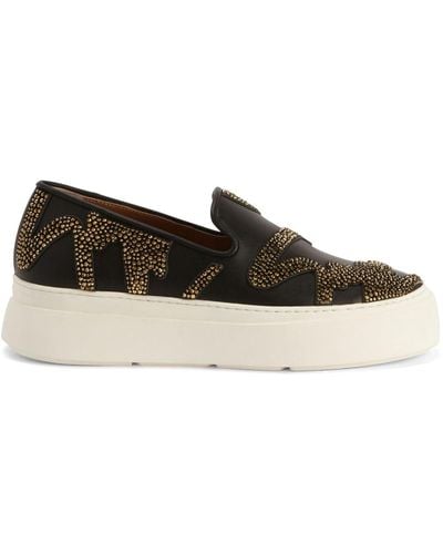 Giuseppe Zanotti Gz Mike Sign Leather Slip-on Trainers - Brown