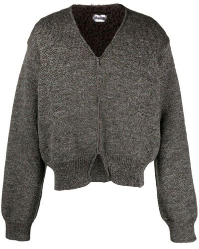 Magliano V-neck Zip-up Wool Cardigan - Grey
