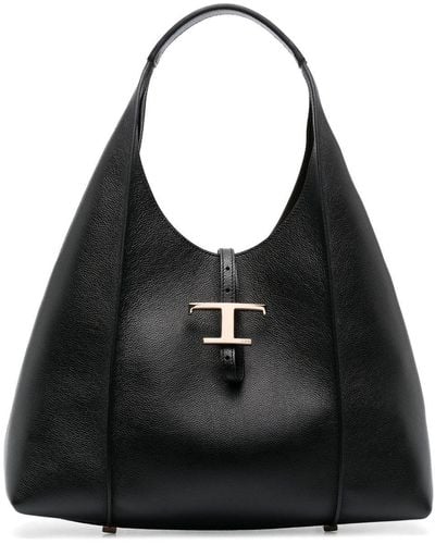 Tod's Timeless Medium Leather Hobo Bag - Black