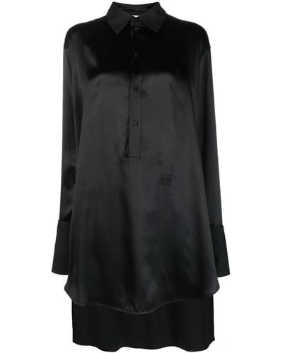 Loewe Vestido camisero con logo bordado - Negro