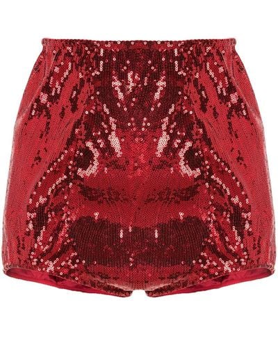 Dolce & Gabbana Short brodé de sequins - Rouge