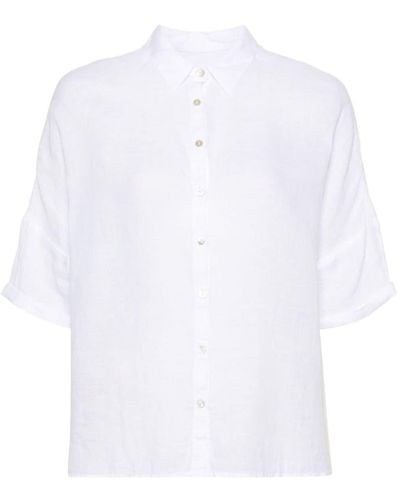 120% Lino Broderie-anglaise Linen Shirt - White