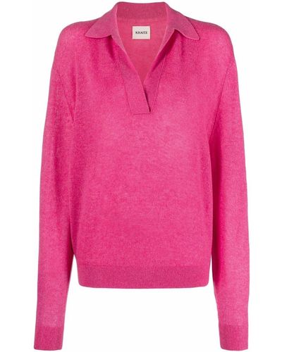 Khaite Jo Knitted Polo Top - Pink