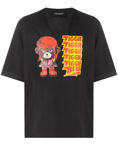 Neil Barrett Ziggie Bear Print Cotton T-shirt - Black