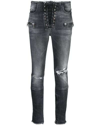 Unravel Project Jeans skinny con effetto vissuto - Nero