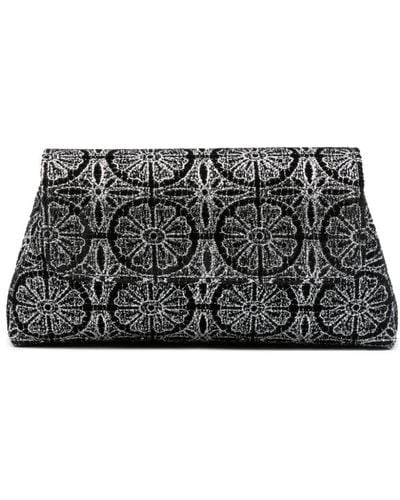 Aspinal of London Evening Floral-embroidered Clutch - Black