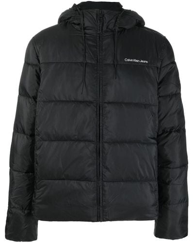 Calvin Klein パデッドフーデッドジャケット - ブラック