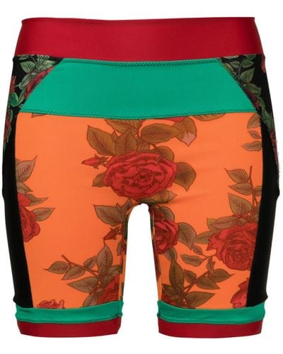 Amir Slama Pantalones cortos de malla con motivo de rosas - Multicolor