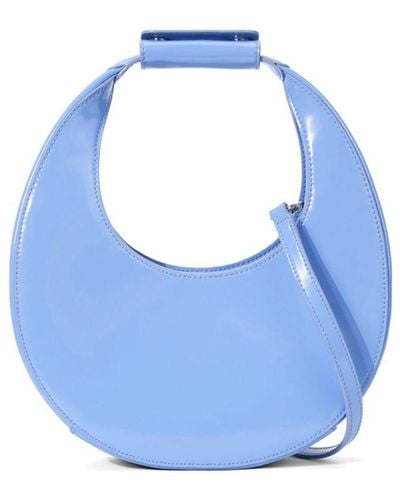 STAUD Mini Moon Leather Tote Bag - Blue